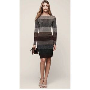 REISS Ashlyn Metallic Striped Lurex Dress Size 8 / Like Néw